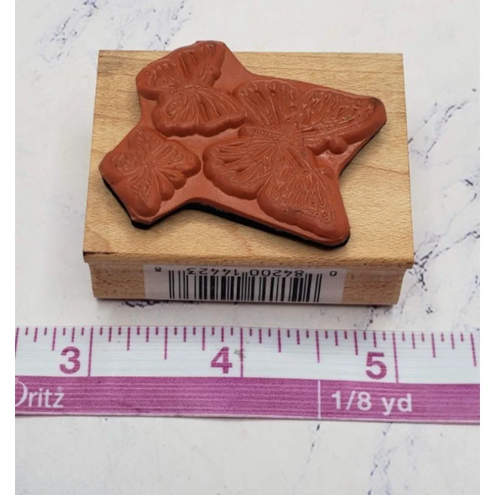 Stampcraft Butterfly Bunch Trio Wood Mounted Rubber Stamp 440E12 Garden Nature